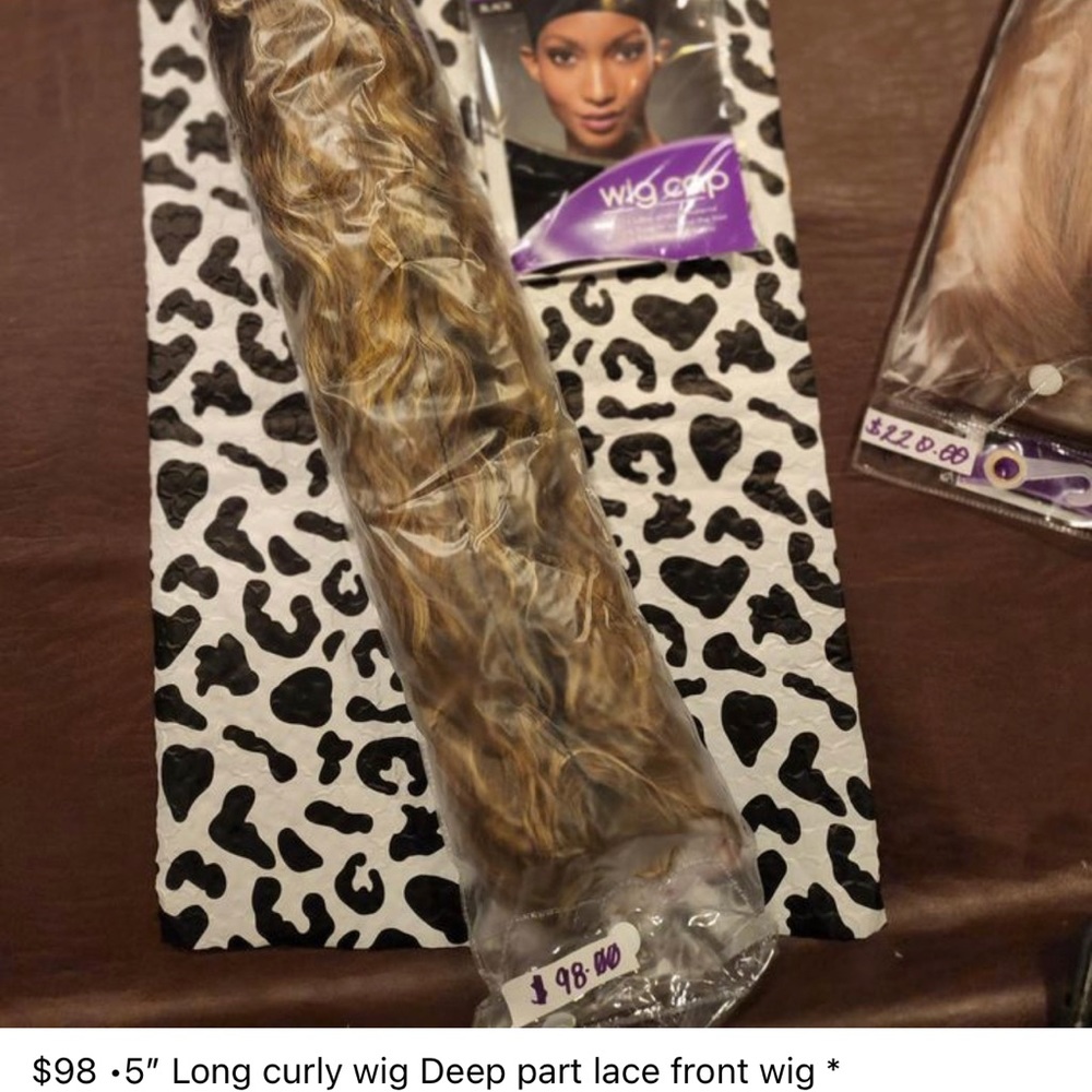 $98 •5" Long curly wig Deep part lace front wig *